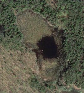 Texas Hollow Pothole Pond - aerial view