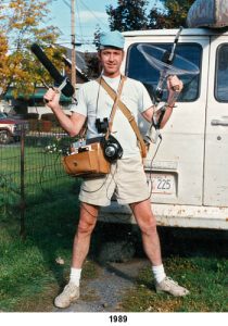 lang with recording gear in 1989, prior to expedition
